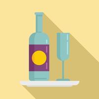 rum service vin flaska ikon, platt stil vektor