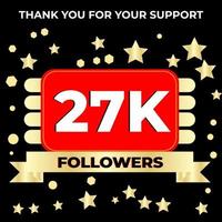 Danke 27.000 Follower Feier Template Design perfekt für soziale Netzwerke und Follower, Vektorillustration. vektor