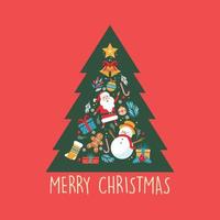 Weihnachtsbaum. Grußkarte der frohen Weihnachten und des neuen Jahres. Vektor-Illustration vektor