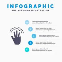 Finger Gesten Handschnittstelle Mehrfachberührung solides Symbol Infografiken 5 Schritte Präsentationshintergrund vektor