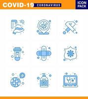 einfacher satz von covid19 schutz blau 25 icon pack icon enthalten virustesthilfen blutband virales coronavirus 2019nov krankheitsvektordesignelemente vektor