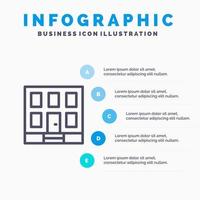 Gebäude nach Hause Hausbau Liniensymbol mit 5 Schritten Präsentation Infografiken Hintergrund vektor