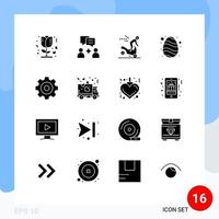 redigerbar vektor linje packa av 16 enkel fast glyfer av teckning skapa fara vår ägg redigerbar vektor design element