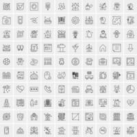 Packung mit 100 universellen Liniensymbolen für Handy und Web vektor