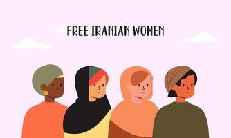 hand gezeichnete iranische frauen, die zusammen protestieren illustration vektor