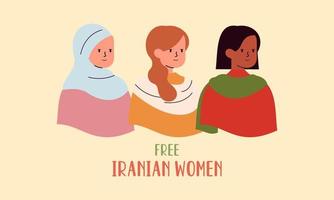 hand dragen iranian kvinnor protesterar tillsammans illustration vektor