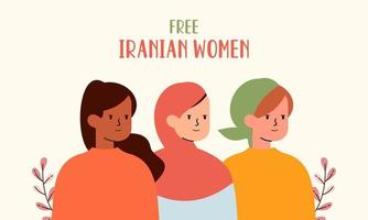 hand gezeichnete iranische frauen, die zusammen protestieren illustration vektor