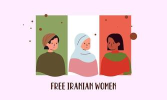 hand dragen iranian kvinnor protesterar tillsammans illustration vektor