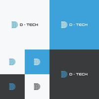 brev d tech logotyp mall vektor illustration design