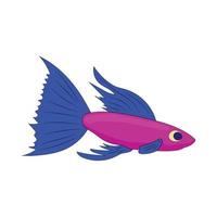 små lila fisk ikon, tecknad serie stil vektor