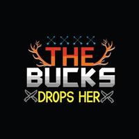 The Bucks lässt ihr Vektor-T-Shirt-Design fallen. Jagd-T-Shirt-Design. kann für bedruckte Tassen, Aufkleberdesigns, Grußkarten, Poster, Taschen und T-Shirts verwendet werden. vektor