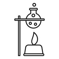 Symbol für kochenden Kolben unter Feuer, Umrissstil vektor