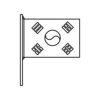 Südkorea-Flaggensymbol, Umrissstil vektor