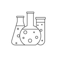 kemisk laboratorium kolvar ikon, översikt stil vektor