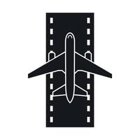 Flugzeug auf dem Laufsteg-Symbol, einfacher Stil vektor