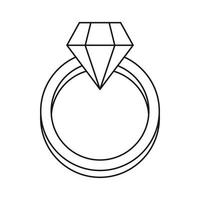 Diamant-Verlobungsring-Symbol, Umrissstil vektor