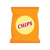 Gelbe Chips-Pack-Ikone, flacher Stil vektor