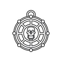 Piratenmedaillon mit Totenkopf-Symbol, Umrissstil vektor