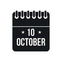 10 oktober kalender ikon, enkel stil vektor