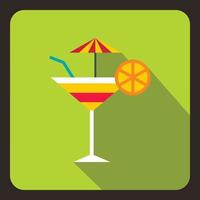 Martini glas av cocktail med paraply ikon vektor