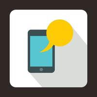 smartphone med gul Tal bubbla ikon vektor