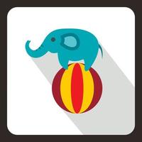 elefant balansering på en boll ikon, platt stil vektor