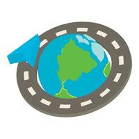 Rund um die Welt-Road-Trip-Ikone, Cartoon-Stil vektor
