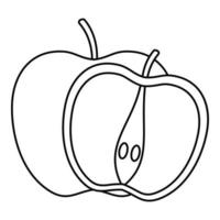 äpple ikon, översikt stil vektor