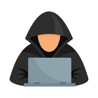 Hacker am Laptop-Symbol, flacher Stil vektor