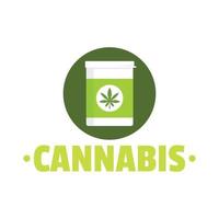 Cannabis-Pillenbox-Logo, flacher Stil vektor