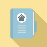 fastighetsmäklare hus mapp ikon, platt stil vektor