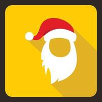 Roter Hut und langer weißer Bart der Weihnachtsmann-Ikone vektor