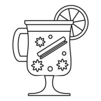 Glühwein-Getränk-Symbol, Umrissstil vektor