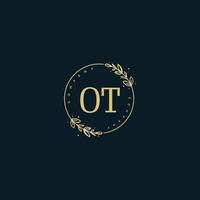 anfängliches ot-schönheitsmonogramm und elegantes logo-design, handschriftliches logo der ersten unterschrift, hochzeit, mode, blumen und botanik mit kreativer vorlage. vektor