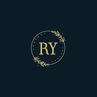 anfängliches Ry-Beauty-Monogramm und elegantes Logo-Design, Handschrift-Logo der Erstunterschrift, Hochzeit, Mode, Blumen und Pflanzen mit kreativer Vorlage. vektor