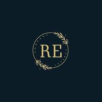 Initial Re Beauty Monogramm und elegantes Logo-Design, Handschrift-Logo der Erstunterschrift, Hochzeit, Mode, Blumen und Pflanzen mit kreativer Vorlage. vektor