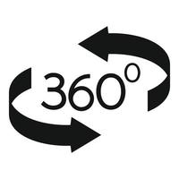 360 grader ikon, enkel stil vektor