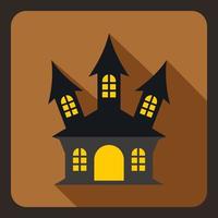 halloween, häxa slott ikon, platt stil vektor