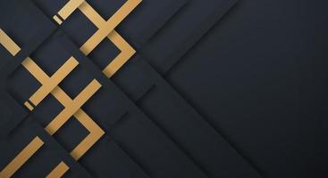 abstrakter dunkler marineblauer 3d-hintergrund mit goldenen und schwarzen linien papierschnittstil strukturiert. verwendbar für dekoratives Weblayout, Poster, Banner, Unternehmensbroschüre und Seminarvorlagendesign vektor
