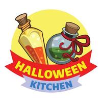 Halloween-Küchenlogo, Cartoon-Stil vektor