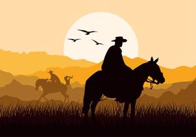 Gaucho Sunset Silhouette Free Vector