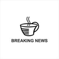 Breaking News Press Logo verspielte Kaffeetasse und Zeitung vektor