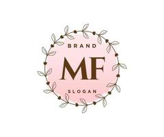 första mf feminin logotyp. användbar för natur, salong, spa, kosmetisk och skönhet logotyper. platt vektor logotyp design mall element.