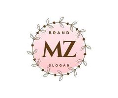 första mz feminin logotyp. användbar för natur, salong, spa, kosmetisk och skönhet logotyper. platt vektor logotyp design mall element.