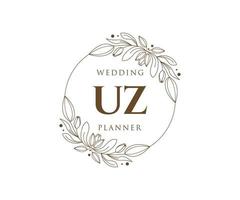 uz initialen brief hochzeitsmonogramm logos sammlung, handgezeichnete moderne minimalistische und florale vorlagen für einladungskarten, save the date, elegante identität für restaurant, boutique, café im vektor