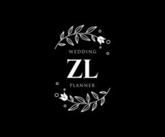 zl initialen brief hochzeitsmonogramm logos sammlung, handgezeichnete moderne minimalistische und florale vorlagen für einladungskarten, save the date, elegante identität für restaurant, boutique, café im vektor