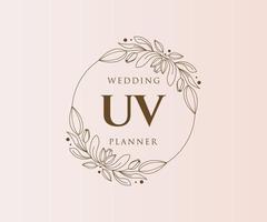 UV-Initialen Brief Hochzeit Monogramm Logos Sammlung, handgezeichnete moderne minimalistische und florale Vorlagen für Einladungskarten, Save the Date, elegante Identität für Restaurant, Boutique, Café im Vektor