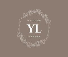 yl initialen brief hochzeitsmonogramm logos sammlung, handgezeichnete moderne minimalistische und florale vorlagen für einladungskarten, save the date, elegante identität für restaurant, boutique, café im vektor