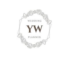 yw initialen brief hochzeitsmonogramm logos sammlung, handgezeichnete moderne minimalistische und florale vorlagen für einladungskarten, save the date, elegante identität für restaurant, boutique, café im vektor