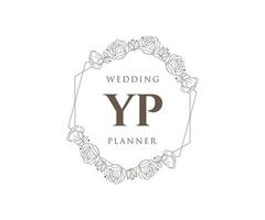 yp initialen brief hochzeitsmonogramm logos sammlung, handgezeichnete moderne minimalistische und florale vorlagen für einladungskarten, save the date, elegante identität für restaurant, boutique, café im vektor